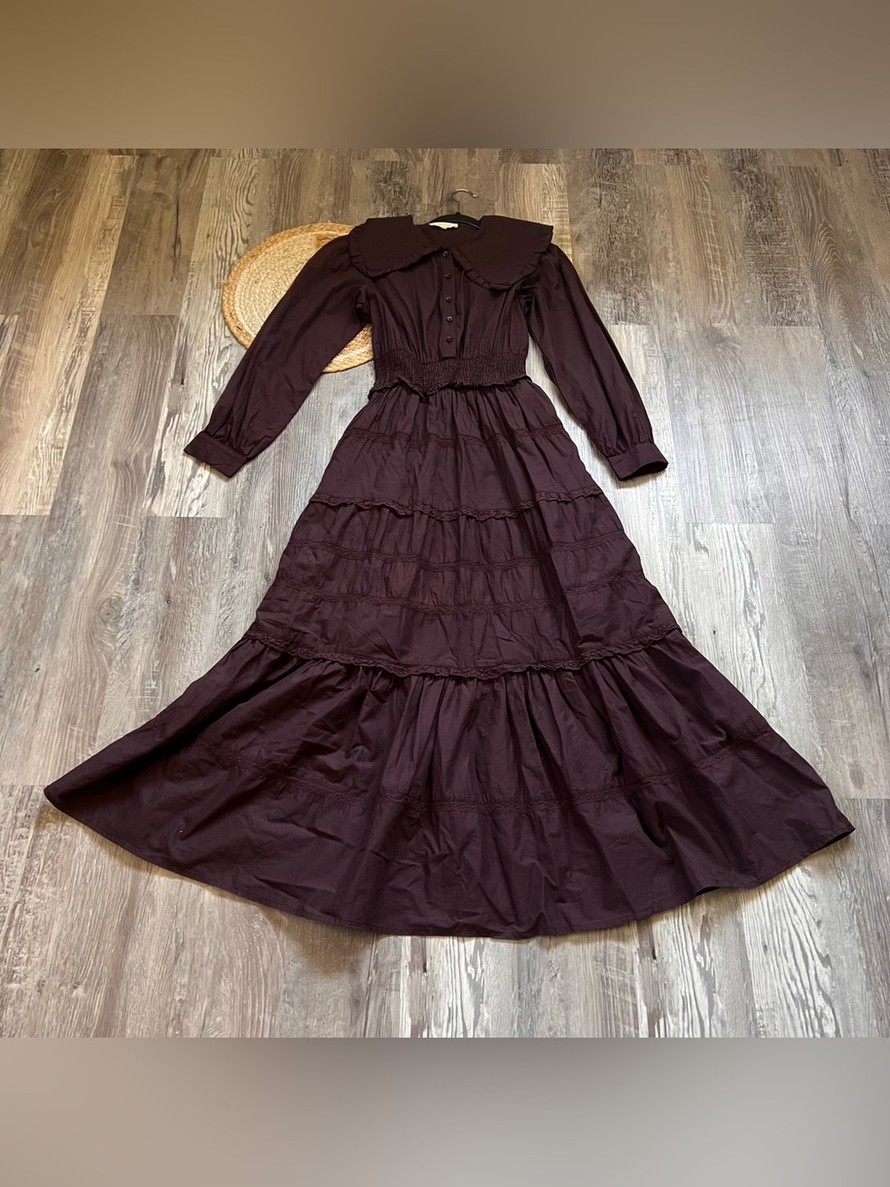SOLITAIRE Vintage Inspired Pairie Maxi Tiered Ruffle Collar Cottagecore Dress